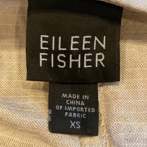 Eileen Fisher Cream Tan crinkled Linen Cotton blend long Jacket cardigan Sz XS - Picture 6 of 11